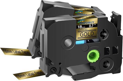 AZe 18mm 0.7 Laminated Gold Tape Compatible for Ptouch TZ841 TZ-841 TZe-841 TZe841 Label Tape for PTD410 PTD400 PTD610BT PTD600 Label Maker, 2 Pack Black on Gold in Kuwait