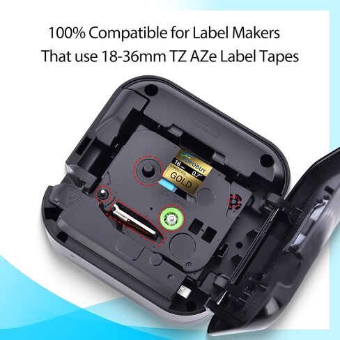 AZe 18mm 0.7 Laminated Gold Tape Compatible for Ptouch TZ841 TZ-841 TZe-841 TZe841 Label Tape for PTD410 PTD400 PTD610BT PTD600 Label Maker, 2 Pack Black on Gold in Kuwait
