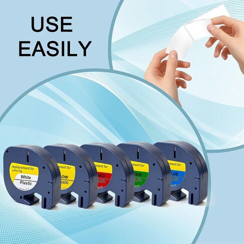 5-Pack Compatible for Dymo Letratag Refills Colored Plastic Label Tape, Replace for Dymo Label Maker Refills 1/2" x 13' (12mm x 4mm) Work for Dymo LT-100H LT-100T Handheld Label Printer ﻿ in Kuwait