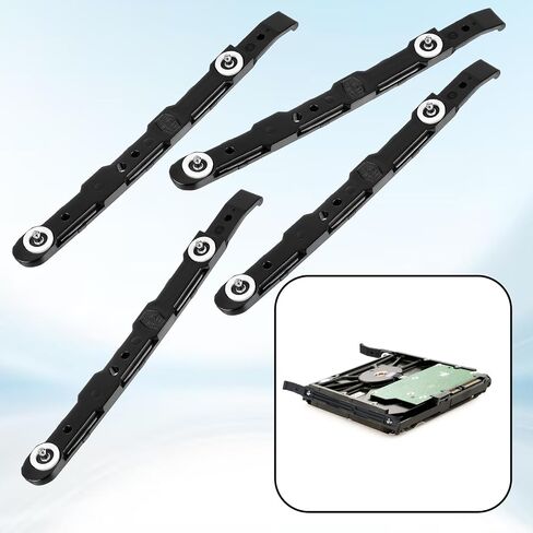 4 PCS Chassis Hard Drive Mounting Plastic Rails, Durable Anti-Scratch HDD Mount Rails Hdds Mountings Bracket Double-Deck HDD Ssd Mounting Bracket for Desktop Computer Cases, Black in Kuwait