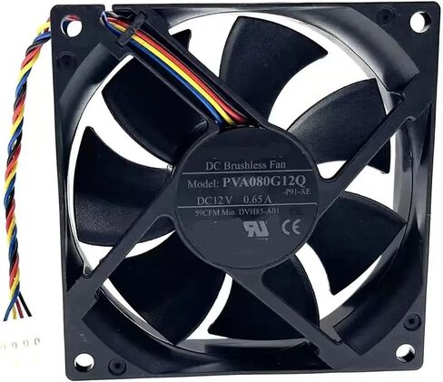 80mm 8025 12V PWM Cooling Fan, PVA080G12Q DVH85-A01 80X80X25mm 59CFM 4Wire 4Pin Cooler for Server Inverter Computer in Kuwait