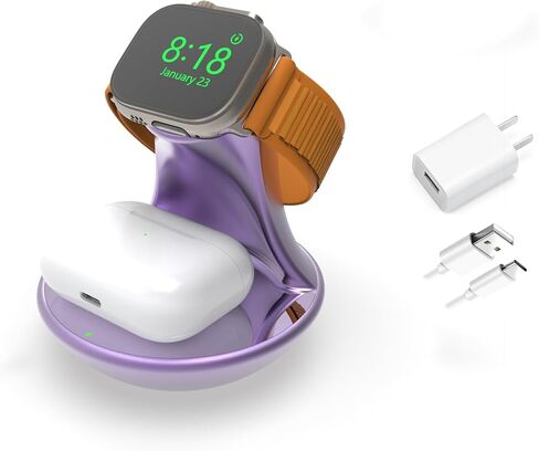 iMorde for Apple Watch Charger,for iWatch Charger Stand,for Airpods 4/3/2/Pro,2 in 1 Wireless Fast Watch Stand Charging Compatible with iWatch 10/9/8/7/6/5/4/SE, Holder Charging Dock Cable(Gray) in Kuwait