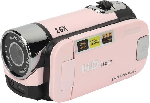 Digital Camera, 16X Zoom 1080P 16MP Vlogging Camera Video Camera with Selfies, Anti Shake, Loop Recording, Time Watermarking, 2.4 Inch Rotatable Screen Camcorder (Red) in Kuwait
