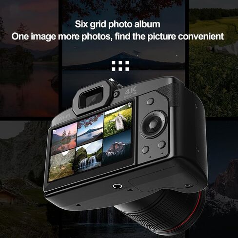 Digital Camera 4K Digital Camera 64MP Video 16x Zoom 3 Inch IPS Screen Dual Cameras Wireless Connection Camcorder with Memory Card for Travel (Blank) in Kuwait