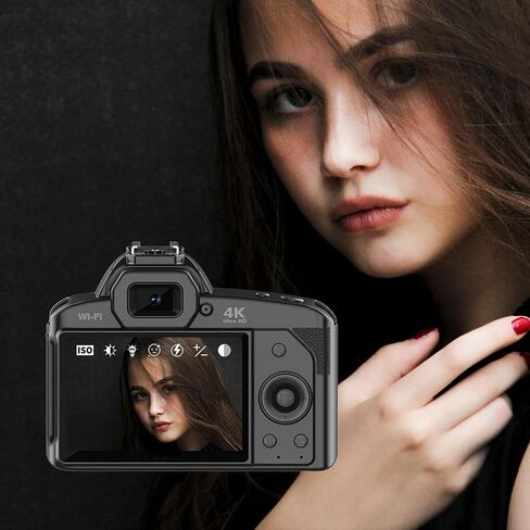 Digital Camera 4K Digital Camera 64MP Video 16x Zoom 3 Inch IPS Screen Dual Cameras Wireless Connection Camcorder with Memory Card for Travel (Blank) in Kuwait