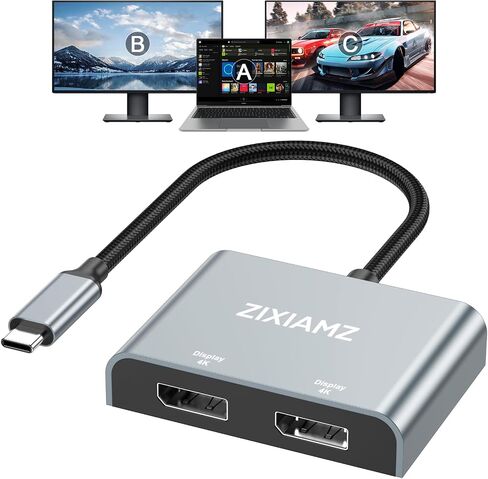 USB C to Dual 4K Displayport Splitter Adapter, USBC to Dual Display in Kuwait