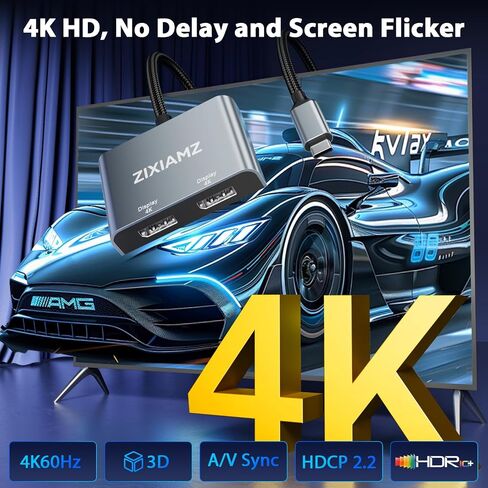USB C to Dual 4K Displayport Splitter Adapter, USBC to Dual Display in Kuwait