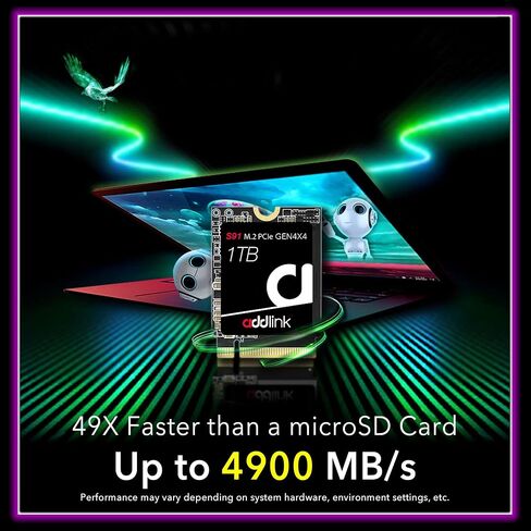 Addlink S91 1TB 2230 NVMe High Performance PCIe Gen4x4 2230 3D NAND SSD - Read Speed up to 4900 MB/s Compatible with Steam Deck, ROG Ally, Laptop, Internal Solid State Drive - (ad1TBS91M2P) in Kuwait