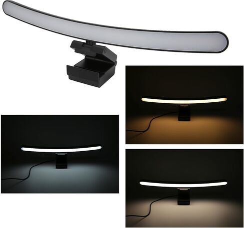 Computer Screen Light, Curved PC Screen Light Bar Space Saving Touch Control 3 Color Temperature Stepless Dimming for Home in Kuwait