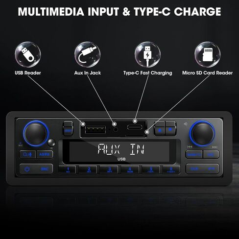 Single Din Retro Bluetooth Radio: European Style Stereo for Classic Cars in Kuwait