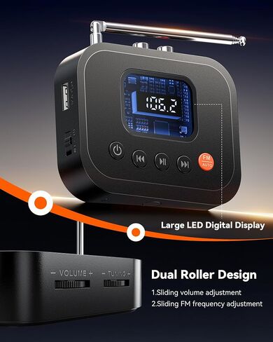 Bluetooth 6.0 Audio Receiver, 3-in-1 Wireless Adapter with FM Radio, U-Disk Playback, HD LED Display, Remote Control, Dual Output, Long Battery, Wireless Upgrade for Home Amplifier & Wired Speakers in Kuwait
