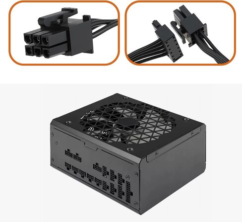 Black Hard Drive Power Module Cable 6-pin to SATA X3 Right Angle Compatible with Corsair RM1000X, RM850X, RM750X in Kuwait