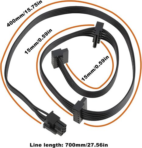 Black Hard Drive Power Module Cable 6-pin to SATA X3 Right Angle Compatible with Corsair RM1000X, RM850X, RM750X in Kuwait