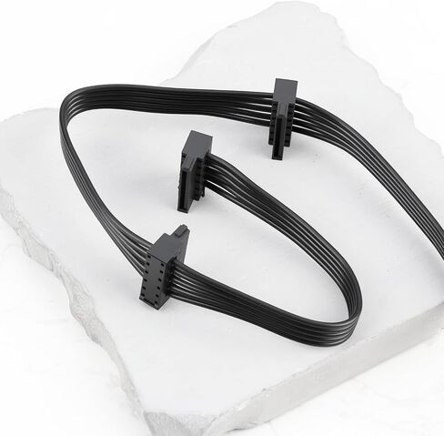 Black Hard Drive Power Module Cable 6-pin to SATA X3 Right Angle Compatible with Corsair RM1000X, RM850X, RM750X in Kuwait