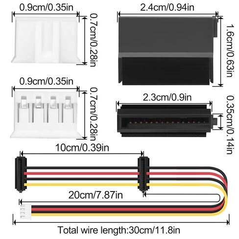 PH2.0 4Pin Male to SATA 15Pin Female Power Cable 35cm for ITX Motherboard HDD SSD DVD-ROM in Kuwait