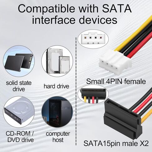 PH2.0 4Pin Male to SATA 15Pin Female Power Cable 35cm for ITX Motherboard HDD SSD DVD-ROM in Kuwait