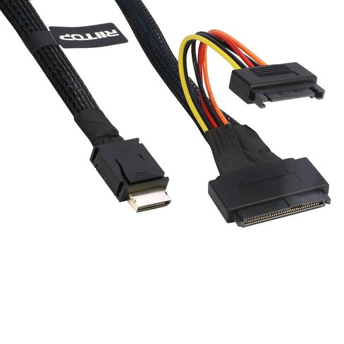 RIITOP Oculink SFF 8611 to U.2 SSD Cable, SFF 8611 4i to SAS SFF-8639 +15P SATA for U.2/U.3 NVMe SSD[1.6ft] in Kuwait