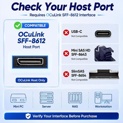 RIITOP Oculink SFF 8611 to U.2 SSD Cable, SFF 8611 4i to SAS SFF-8639 +15P SATA for U.2/U.3 NVMe SSD[1.6ft] in Kuwait
