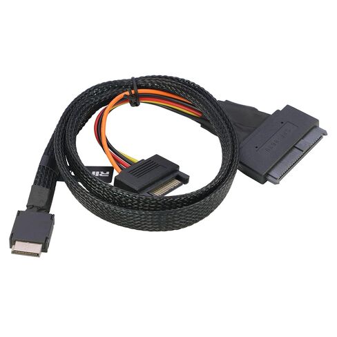 RIITOP Oculink SFF 8611 to U.2 SSD Cable, SFF 8611 4i to SAS SFF-8639 +15P SATA for U.2/U.3 NVMe SSD[1.6ft] in Kuwait