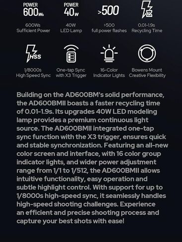 GODOX AD600BM II AD600BMII Bowens Mount 600Ws GN87 Outdoor Flash Strobe in Kuwait