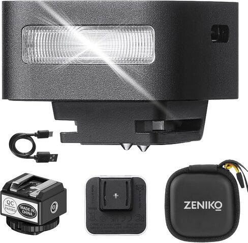 ZENIKO ZF08 Mini Camera Flash Speedlite with Flash Height Booster, Capable of Continuous Flash Shooting,Aluminum,for Fuji/Sony/Nikon/Canon/Olympus/Leica/Any Cameras with Single-Contact Hotshoe in Saudi Arabia