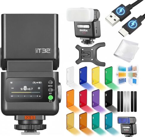 Godox IT32 TTL Camera Flash with X5S Flash Trigger for Sony Cameras,Included MA02 Magnetic kit, Magnetic Hotshoe & Trigger 2-in-1,Colorful Touch Screen,Rotatable Flash Head in Kuwait