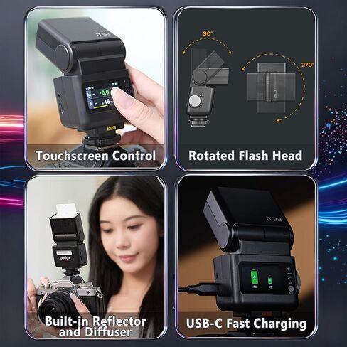 Godox IT32 TTL Camera Flash with X5S Flash Trigger for Sony Cameras,Included MA02 Magnetic kit, Magnetic Hotshoe & Trigger 2-in-1,Colorful Touch Screen,Rotatable Flash Head in Kuwait