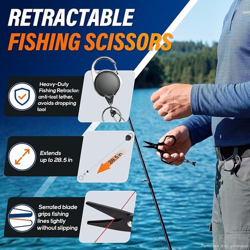 Fishing Gear, 7pc Fishing Tool Set, Fishing Accessories, Corrosion Resistant Fishing Pliers with Lanyard, Fillet Knife, Lip Gripper, Scissors, Retractor, S-Carabiner, Fishing Gifts for Men in Kuwait