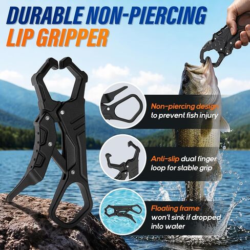 Fishing Gear, 7pc Fishing Tool Set, Fishing Accessories, Corrosion Resistant Fishing Pliers with Lanyard, Fillet Knife, Lip Gripper, Scissors, Retractor, S-Carabiner, Fishing Gifts for Men in Kuwait