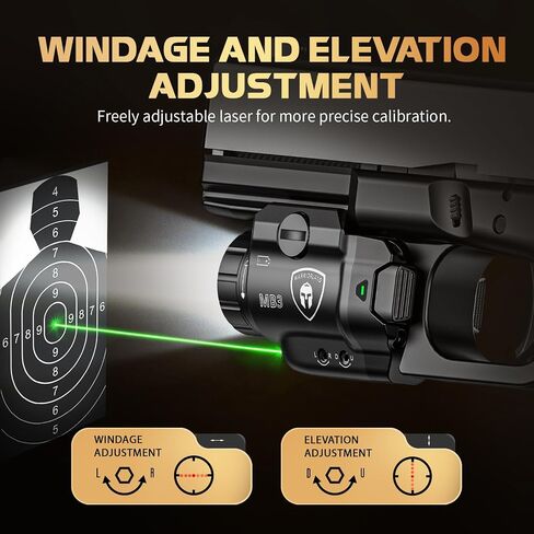 WARRIORLAND MB3 Pistol Light and IWB Kydex Holster, Fit for S&W SD9 VE / SD40 VE/SD 2.0, Compact 500 Lumens Universal Rail Mounted Tactical Weapon Light with Green Laser & White LED, Power Indicator in Kuwait