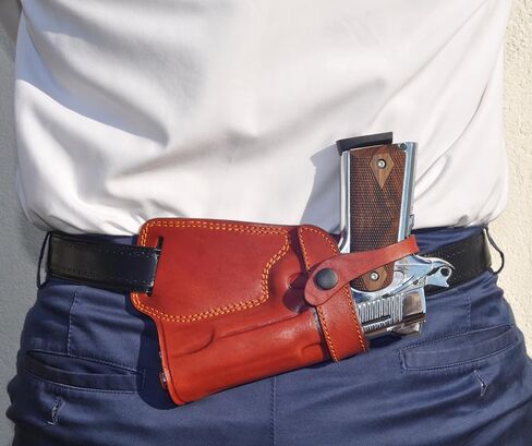 Ottoza Handmade Leather Gun Holster 1911 Holster Right Hand - SOB Holster for 1911 Gun Holster fits Most Models 1911 COLT- Kimber - Ruger and More Without Rail No:264 in Kuwait