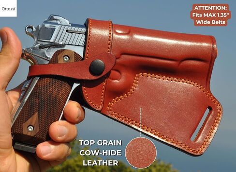Ottoza Handmade Leather Gun Holster 1911 Holster Right Hand - SOB Holster for 1911 Gun Holster fits Most Models 1911 COLT- Kimber - Ruger and More Without Rail No:264 in Kuwait