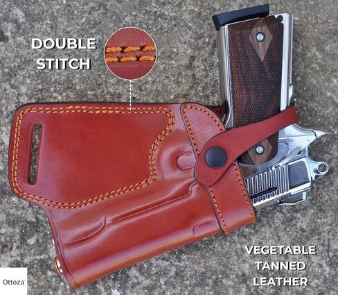 Ottoza Handmade Leather Gun Holster 1911 Holster Right Hand - SOB Holster for 1911 Gun Holster fits Most Models 1911 COLT- Kimber - Ruger and More Without Rail No:264 in Kuwait