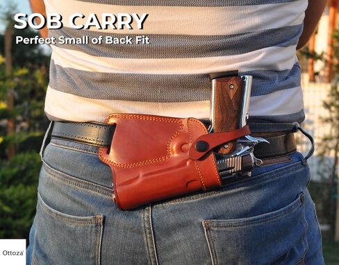 Ottoza Handmade Leather Gun Holster 1911 Holster Right Hand - SOB Holster for 1911 Gun Holster fits Most Models 1911 COLT- Kimber - Ruger and More Without Rail No:264 in Kuwait