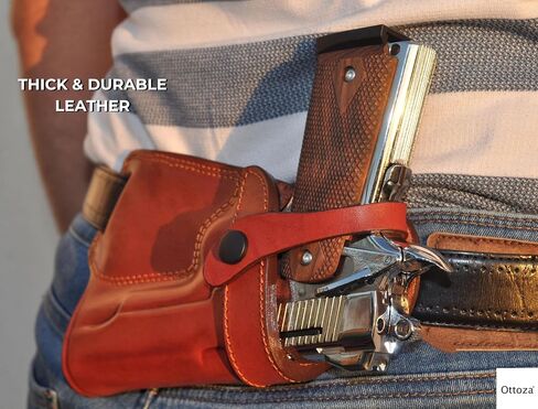 Ottoza Handmade Leather Gun Holster 1911 Holster Right Hand - SOB Holster for 1911 Gun Holster fits Most Models 1911 COLT- Kimber - Ruger and More Without Rail No:264 in Kuwait