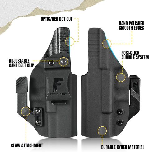 Glock 19 Holster,Kydex Holster with Optic Cut & Claw,Compatible with Glock17,19,19X,26,32,42,43,44,45,48 Gen (1-5) Pistol Right Hand Draw|Adjustable Cant &Tension | Comfortable | No-Scratch in Kuwait