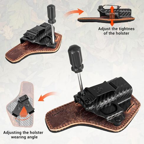 IWB Holster for Glock 43 43X | Carbon Fiber Pattern Kydex & Leather Hybrid | Optics Ready Concealed Carry | Adjustable Retention & Cant | Right Hand Inside Waistband in Kuwait