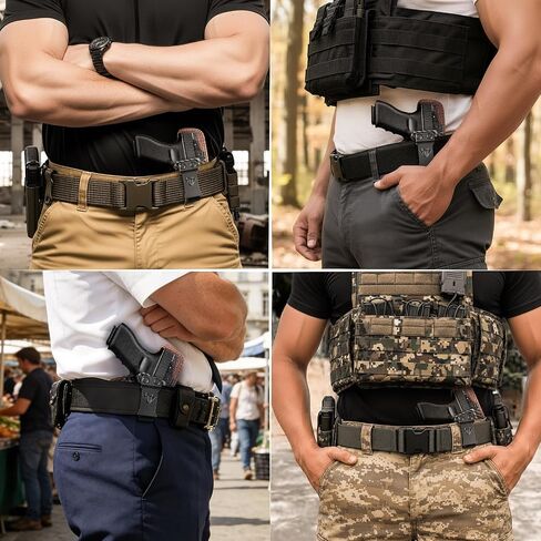 IWB Holster for Glock 43 43X | Carbon Fiber Pattern Kydex & Leather Hybrid | Optics Ready Concealed Carry | Adjustable Retention & Cant | Right Hand Inside Waistband in Kuwait