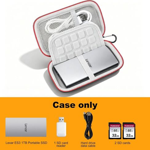 Hard Case for Lexar ES3 External Portable SSD, USB 3.2 Gen2 Portable SSD Solid State Drive, Travel Case Protective Shockproof Cover Storage Bag Case with SD Card Slot (Case Only), Gray in Kuwait