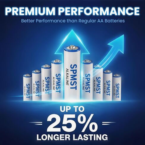 SPMST-Alkaline AA Batteries 1.5V, 40 Count Non-Rechargeable Double A Batteries, Long-Lasting Power AA Battery for Daily Household Electronic Device, 10-Year Shelf Life in Kuwait