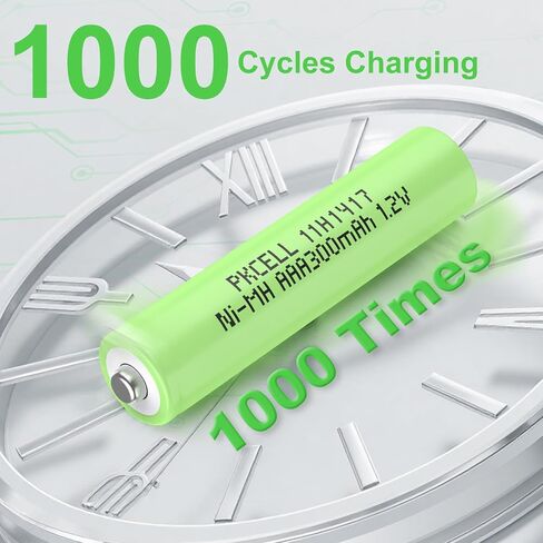 PKCELL 8 Pack Rechargeable AAA Batteries, 1.2V 300mAh NiMH High-Performance Triple A Batteries, Long-Lasting and Pre-Charged Battery for Garden Solar Light Lamp, Flashlights, TV Remotes in Kuwait