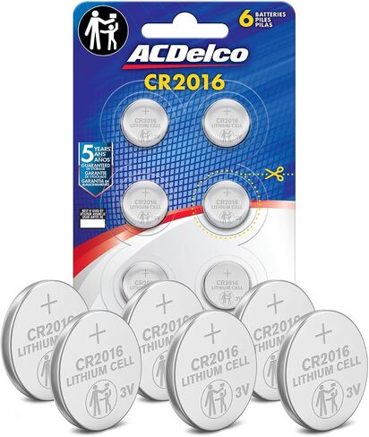 Powermax ACDelco 6-Count CR2016 Batteries, Lithium 3V Coin Cell Button Battery Pack for Watch and Small Electronics, 5 Year Shelf Life in Kuwait