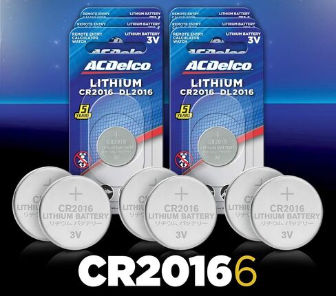 Powermax ACDelco 6-Count CR2016 Batteries, Lithium 3V Coin Cell Button Battery Pack for Watch and Small Electronics, 5 Year Shelf Life in Kuwait