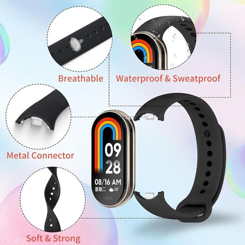 BANGTING Pack of 3 - 12 Replacement Wristbands for Xiaomi Mi Band 10/9/8, Compatible with Xiaomi Smart Band 10 9 8, Breathable Sports Bracelet Made of Soft TPU, Adjustable, Quick Change Design in Kuwait