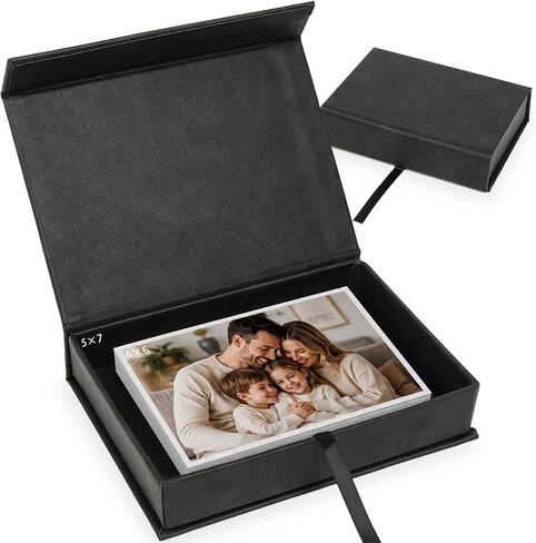 Photo Storage Box, Faux Leather Stackable - Beige, 4x6 Inch in Kuwait