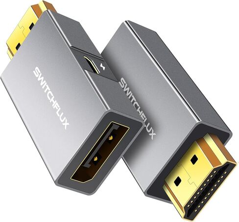 HDMI to Displayport Adapter [2 Pack], 4k@60Hz HDMI to Displayport Converter, Aluminium HDMI Male to DP Female Adapter Compatible with PC, Graphics Card, Laptop and More, 1.96 inch, Grey in Kuwait