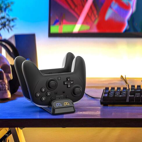 Switch 2 Pro Controller Charger Dock, Dual USB-C Charging Station for Switch Pro Controller, Compatible with PS5, Xbox Series X|S and Elite Series 2, LED Indicators, USB-C Adapters Included in Kuwait