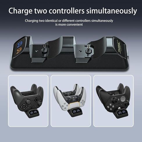 Switch 2 Pro Controller Charger Dock, Dual USB-C Charging Station for Switch Pro Controller, Compatible with PS5, Xbox Series X|S and Elite Series 2, LED Indicators, USB-C Adapters Included in Kuwait