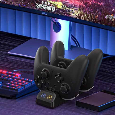 Switch 2 Pro Controller Charger Dock, Dual USB-C Charging Station for Switch Pro Controller, Compatible with PS5, Xbox Series X|S and Elite Series 2, LED Indicators, USB-C Adapters Included in Kuwait