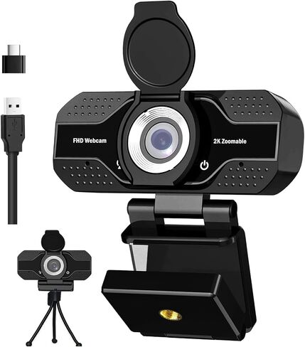 Webcam with Microphone, 2 Mics, 90° FOV, Computer Camera in Kuwait